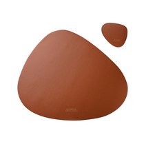 비에심플 조약돌모양 레더 식탁 테이블매트+티코스터 세트, 브라운테이블매트+티코스터SET, 45.5x37cm