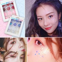 트루픽 [듀오풀 정품] 페이스 메이크업 글리터 파츠 시즌3 유니크한 네일파츠 크리스마스 파티 연말파티 신년회 송년회 홈파티 워터밤, 01_A타입(핑크레드)