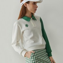여성 골프웨어 배색 와플 자수 카라 긴팔티셔츠 테니스룩 연습복