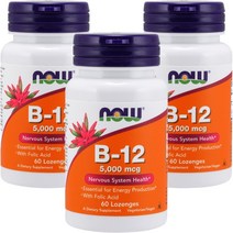 나우푸드 비타민 B-12 5000mcg 로젠지, 60개입, 3개