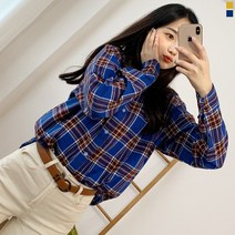 티데일리 남여공용 카롤 박스 체크 남방 캐주얼 오버핏 셔츠