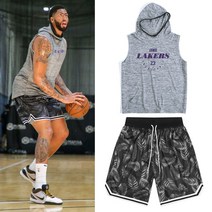 LA레이커스 코비브라이언트 르브론제임스 앤써니데이비스 농구유니폼 NBA 후드나시 슈팅져지 세트
