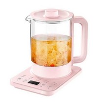 전기냄비 멀티쿠커 라면 전기 포트 분유포트 티 주전자 전기포트 미니 커피 220V 가정용 건강 냄비 다기능 스마트 높은 붕규산 유리 스튜 18L, pink 색상+no filter+CN