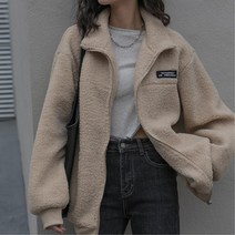 여성 루즈핏 시보리 집업 양털 뽀글이 후리스 점퍼 아우터 20대 고등학생 캐쥬얼 코디 잠바