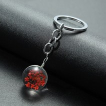 클로버 키링 럭키 그린 드라이 네잎 클로버스탈 볼 키 체인 자연 멀티 컬러 말린 꽃 열쇠 고리 여성 핸드백 펜던트, [01] Style 1