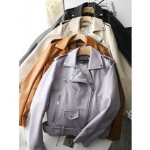 여성 가죽 자켓fmfssom 봄 가을 지퍼 v 넥 인조 미니멀리스트 뉴트럴 스타일 pu