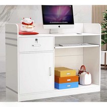 매장 업소 식당 미용실 옷 가게 카운터 테이블 계산대 인포메이션 안내 데스크 책상 포스기 작은 미니 소형 인포 상판 조립식 1m 1미터 화이트 블랙 검정 하얀 흰 색 용 하비리아, 100x45x90흰색대리석무늬