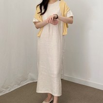온도바이헤이 제작 14수 린넨100 여름 반팔 롱원피스