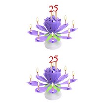 생일축하파티 멜로디 회전 케이크 생일초 연꽃초 2P, 퍼플 2개