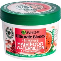 가니에르 Garnier Ultimate Blends 플럼핑 헤어 푸드 워터멜론 3-in-1 파인 마스크 트리트먼트 390ml, Watermelon 가니에르