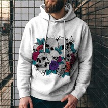 빅사이즈 남자 특이한 궁예해골 그래픽 프린트 후드티 디자인 중학생 루즈핏 블랙 강렬