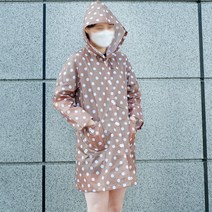 작은물방울숏코트땡땡이브라운 여성레인코트 등산우비