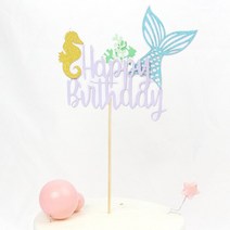 [라임] 마카롱 인어 케이크 토퍼 귀여운 해양 동물 컵케익 생일 파티 디저트 장식 베이비 샤워 호의, [03] topper-c