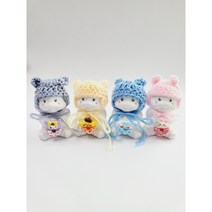 지방이 뜨개모자 차량용 석고방향제 인테리어 소품 답례품 단체선물, 교환, 블랙체리, 핑크 곰모자