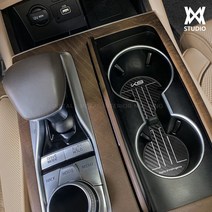 쉴드커버 기아 더 K9 2세대 3D 메탈 인테리어 몰딩 컵홀더, 카본메탈