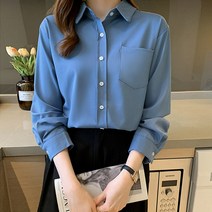 데일리 오피스 베이직 블라우스 셔츠 여성 남방 긴발