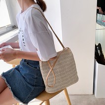 사각 라탄 숄더백 밀짚 왕골 가방 백 피크닉 휴가 바캉스 비치 데일리 룩 여름 토트