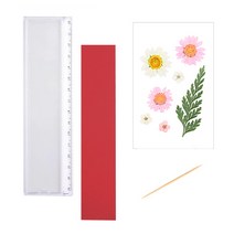 압화 아크릴자(평면자)만들기세트 DIY / 배경지(빨강) + 마가렛디자인