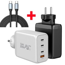 유엠투 C타입 USB PD PPS GAN 접지 200W 멀티 고속충전기 200PD-GAN2, 화이트+케이블