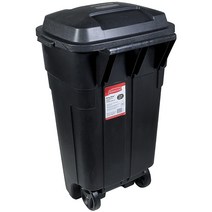 Rubbermaid Roughneck 튼튼한 바퀴 달린 쓰레기통 뚜껑 포함 111.4L(34갤런) 블랙 실외용 3694402470