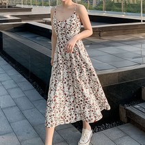 여자 예쁜 플라워 무늬 패턴 끈조절 나시 원피스 잠옷실내복 휴가철코디 20대 데일리 룩 홈웨어