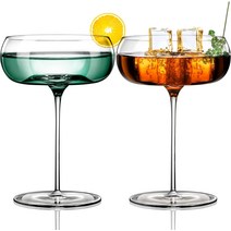 쿠페 칵테일 글라스 | 2개 세트 | 226.8g(8온스) | 수제 크리스탈 마티니 잔 | 피스코 사워 마티니 샴페
