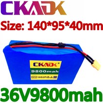 CKADK 10S2P 36V 9.8Ah 450w 18650 리튬 이온 배터리 팩 스쿠터 스케이트 보드 ebike 전기 자전거 42V 37V 35E XT60 SM 2P|Batt, 단일, 1개