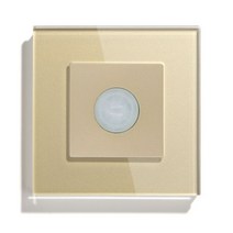타이밍표시등 Bseed-휴먼 모션 센서 PIR 적외선 감지기 푸시 버튼 유리 기계식 벽 장착 스위치 EU 표준 LED 조명, 01 Gold, 01 EU 표준