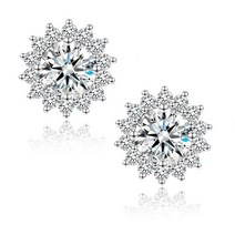 2CT 모이사나이트 스터드 귀걸이 DF 컬러 이상적인 컷 랩 제작 다이아몬드 18K 화이트 골드 도금 귀걸이 정품 인증서 포함 크리스탈 모아사니트