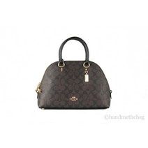 코치 케이티 시그니처 코팅 캔버스 가죽 돔 사첼 크로스바디 핸드백 지갑