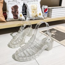 통굽 젤리 여름 여성샌들 클리어 레인 젤리 슈즈