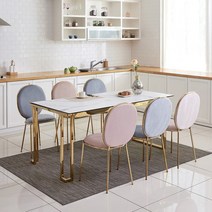 엘린까사 비잔틴 골드프레임 세라믹 식탁 고급 인테리어 식탁세트 4인용 6인용, 화이트상판/벤치형(마카롱)