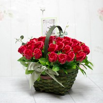 포유더샵 비누꽃바구니 35송이, 장미바구니 레드 35송이