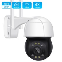 실외 cctv 아파트 현관 매장 외부 ip카메라 5MP PTZ 와이파이 카메라 야외 1080P 4 배 줌 Ai 인간 감지 IP, 5MP Add 128G Card_미국 플러그