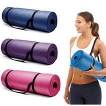 리얼바잉 NBR 두꺼운요가매트+스트랩 10mm 15mm, 핑크+스트랩