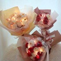 라온플라워 LED 비누꽃다발, 레드믹스, 5송이추가, LED추가안함