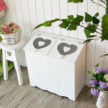 푸코 원목 분리수거함 수납장, 화이트