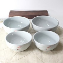 동백 2인 공기대접 세트, 백자