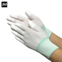 제이엠상사 10켤레 수입 손끝 PU탑피트 장갑(흰색), 흰색, M 10켤레