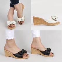 크리스제이 6.5센티 여성 리본슬리퍼 웨지슬리퍼