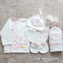 콩닥콩닥 오가닉 원숭이 캐릭터(분홍) 배냇저고리 6종 출산DIY태교용품, 50p