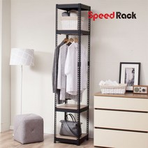 스피드렉 무볼트 조립식 시스템 철제 행거, 스피드랙행거 400x400x2100 4단(봉 1개) - 검정