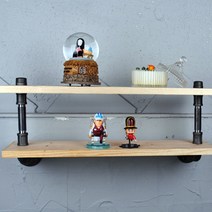 제이앤에스 파이프 벽 고정식 이동식 진열대 장식대, 선반02_60cm_흑관