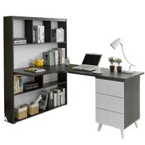 제이티가구 프랜즈L형책상서랍형 입식컴퓨터책상, 화이트, 화이트