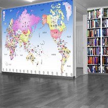다연아트 앤틱세계지도 실크벽지/양면테잎형/시트지, 8-2영어국기형-2핑크