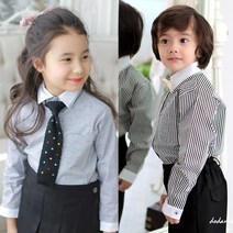 도담도담 아동 블랙 스트라이프 긴팔 남방