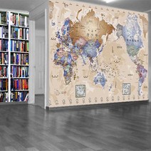 다연아트 세계지도 우리나라지도 DIY 시트지, 1.앤틱세계지도-1앤틱