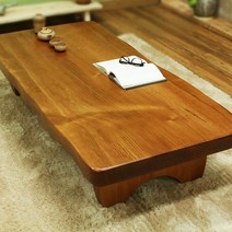 가연 아치 통원목좌탁 거실 밥상 탁자, 황토색1300