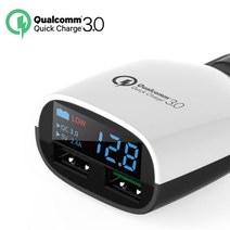 제로백코리아 LED 듀얼 차량 고속 충전기 QC 3.0, ZERO-K053, 혼합 색상