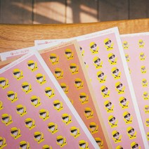 후아미 유치원 레모나 스티커 흰색 모조지 포토스티커, 하트